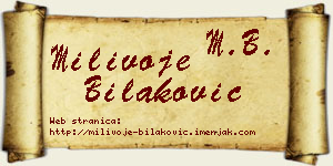 Milivoje Bilaković vizit kartica